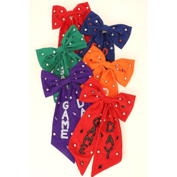 Something Special LA Accessories - Game Day Bead Gemstone Bow Barrette Hair Clip - Diona J